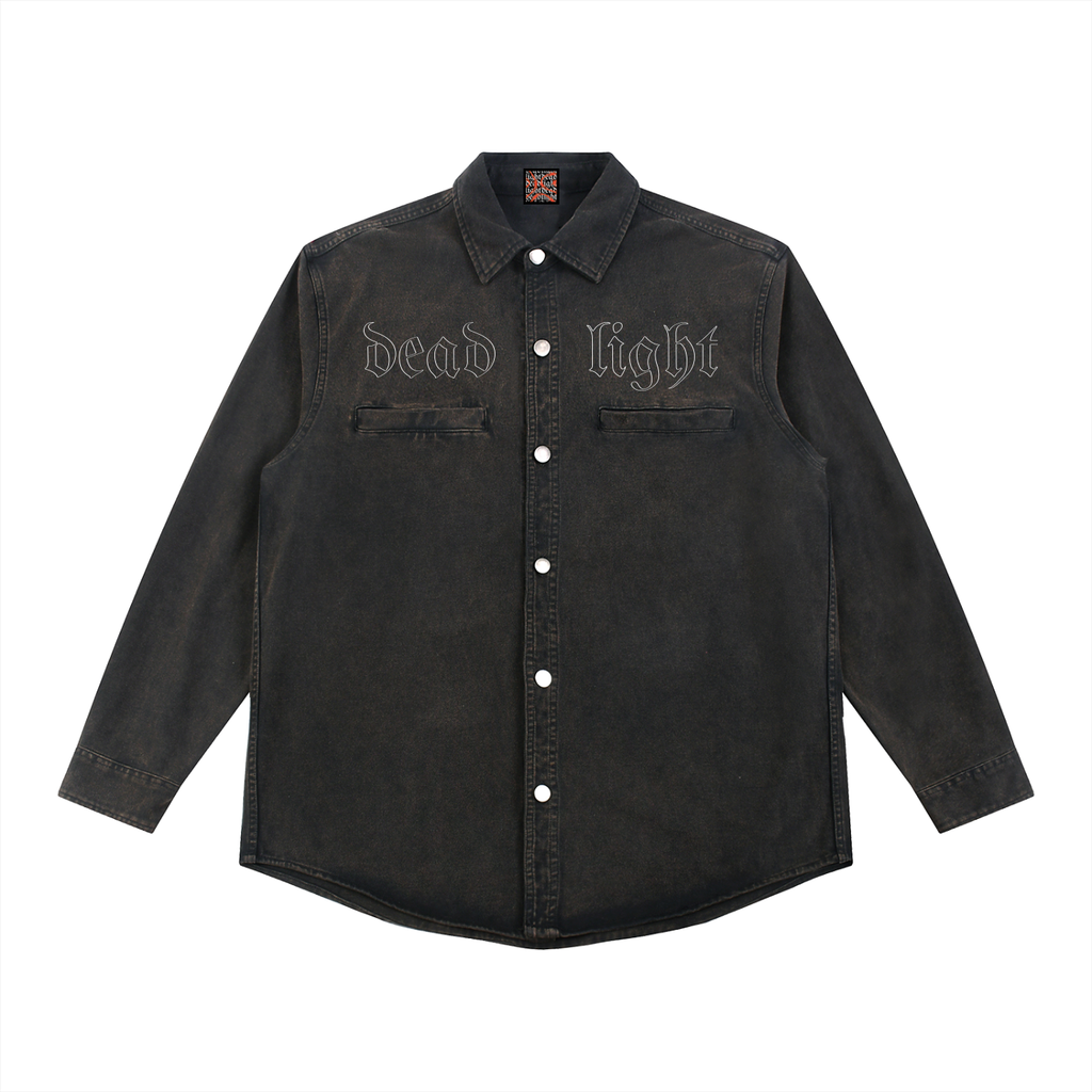 DENIM STYLE LONG SLEEVE OVERSHIRT - VINTAGE WASH BLACK