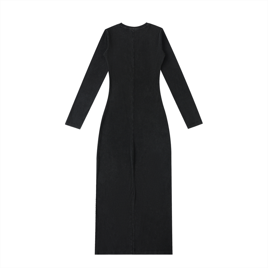 DEADLIGHT HOLLOW LOGO MIDI DRESS - BLACK