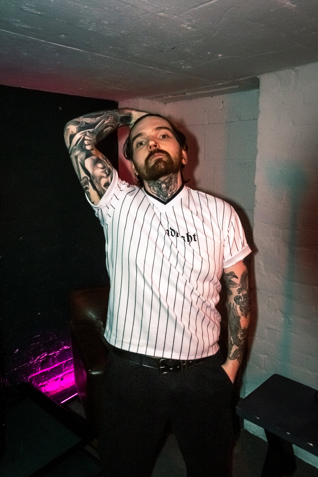 DEADLIGHT PINSTRIPE BASEBALL JERSEY - WHITE