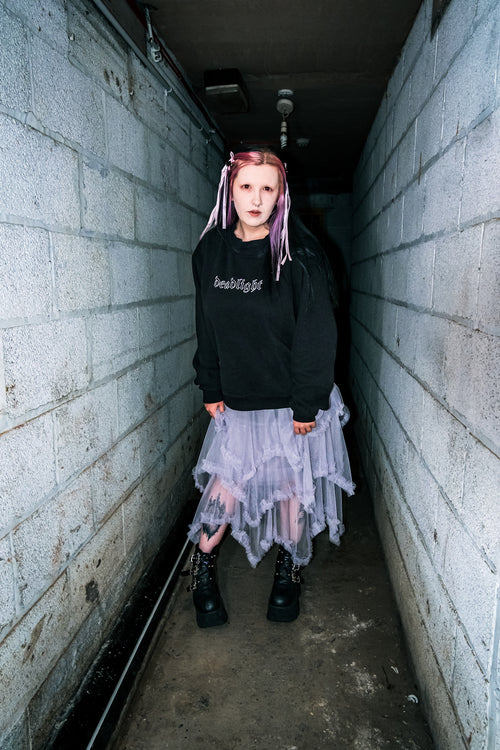 DEADLIGHT HOLLOW LOGO MOCK NECK SWEATER - BLACK