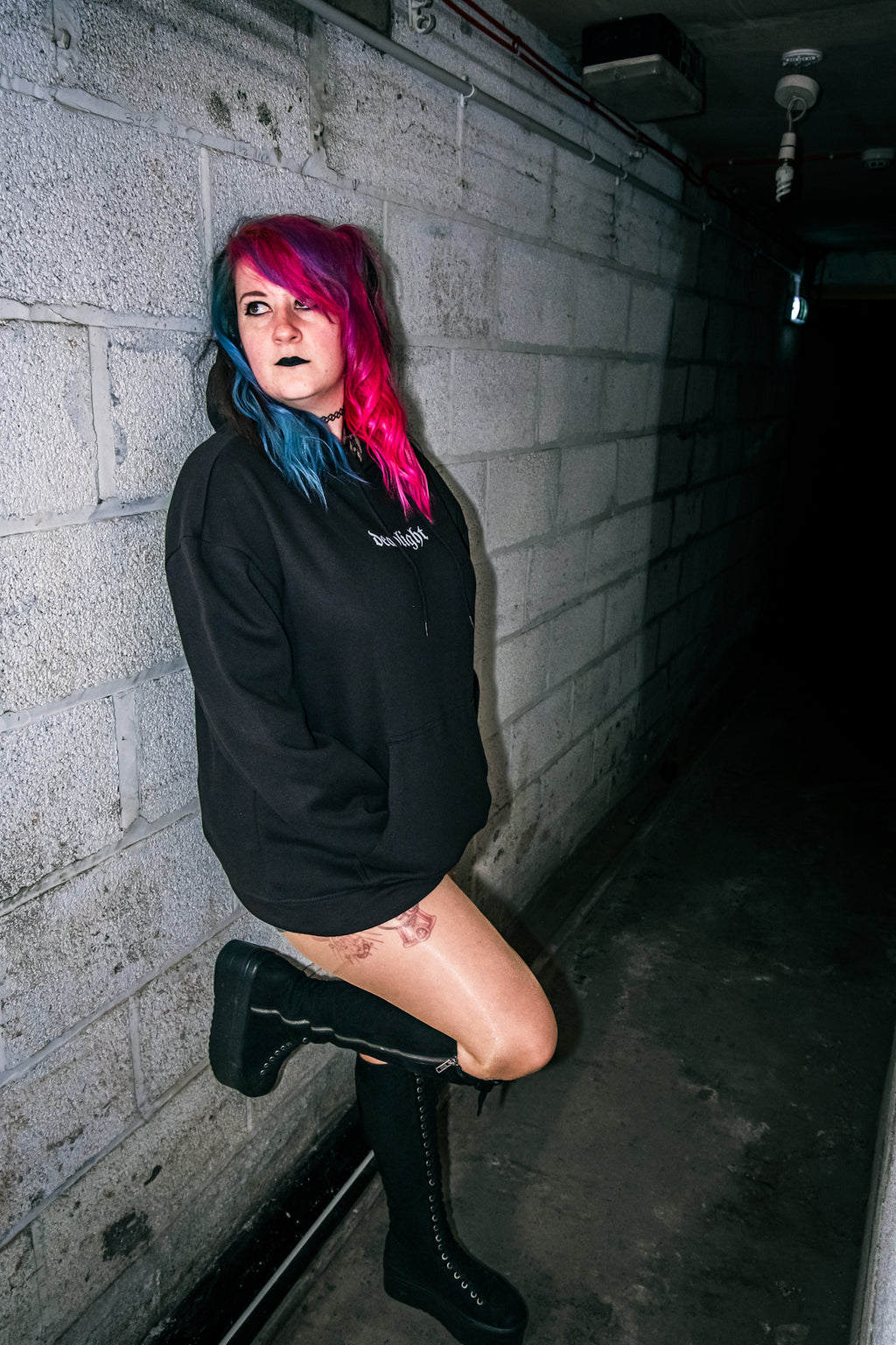 DL HEART LOGO HOODIE - BLACK
