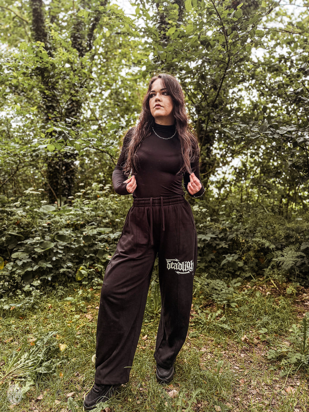 ALTERED LOGO WIDE LEG JOGGERS - BLACK
