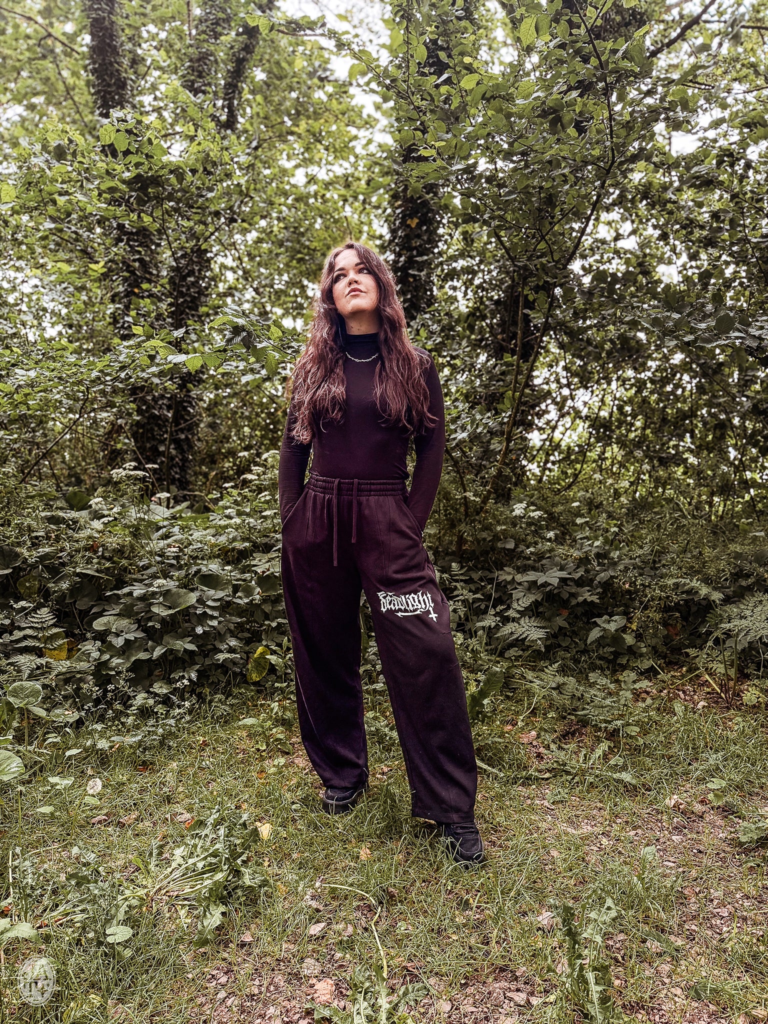 ALTERED LOGO WIDE LEG JOGGERS - BLACK