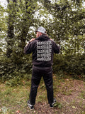 DEADLIGHT REPEAT SCRIPT SHORT SLEEVE HOODIE - MINERAL WASH BLACK