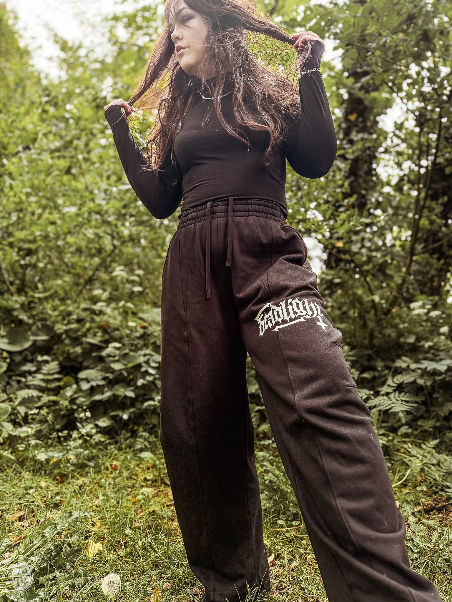 ALTERED LOGO WIDE LEG JOGGERS - BLACK
