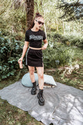 ALTERED LOGO BOW BACK BOATNECK TEE - BLACK