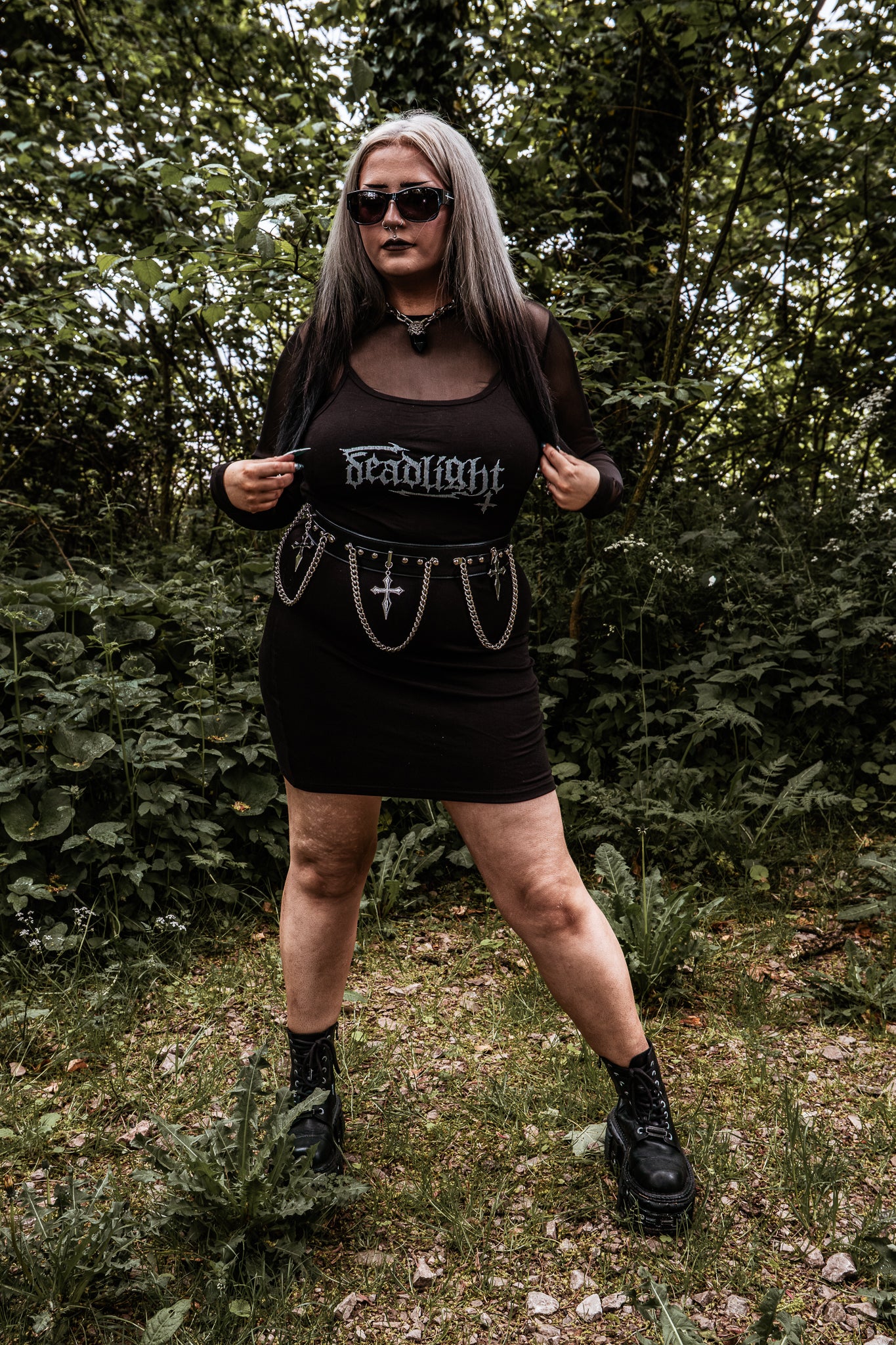 ALTERED LOGO TIGHT SLEEVELESS DRESS - BLACK