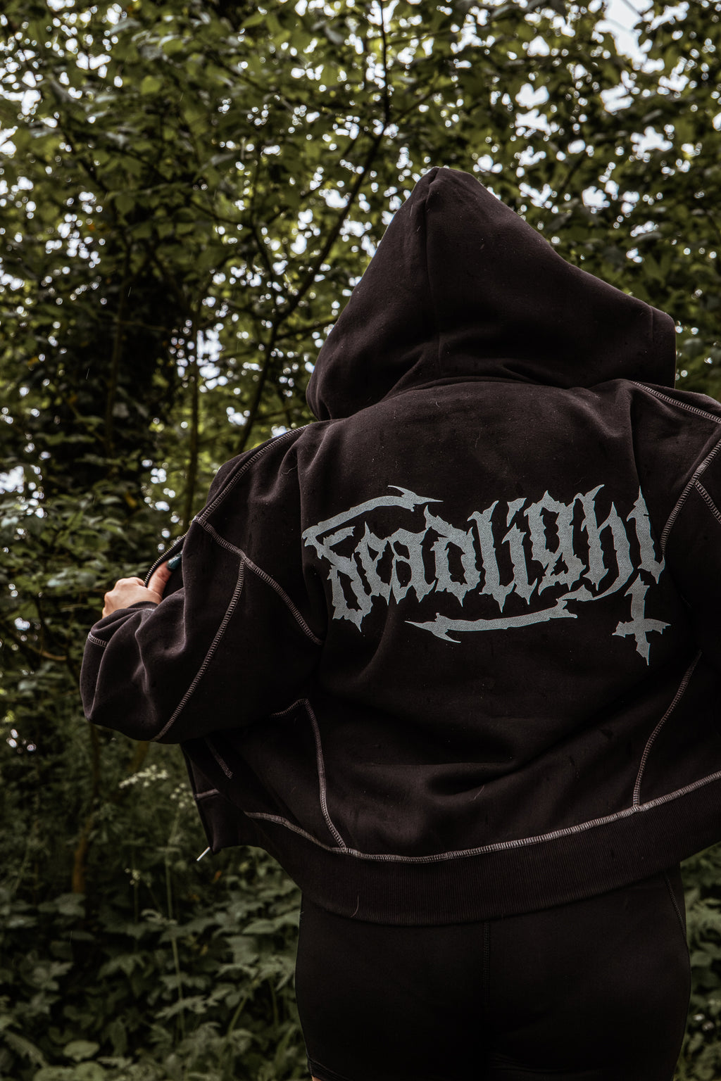 ALTERED LOGO ZIP UP HOODIE - BLACK