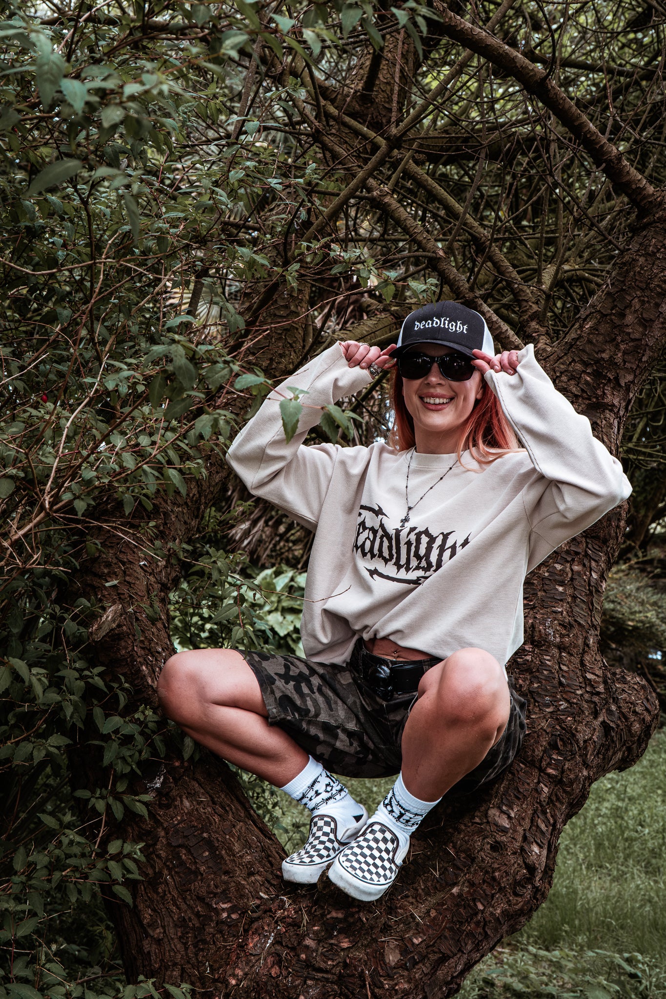 ALTERED LOGO WAFFLE KNIT LONG SLEEVE - APRICOT