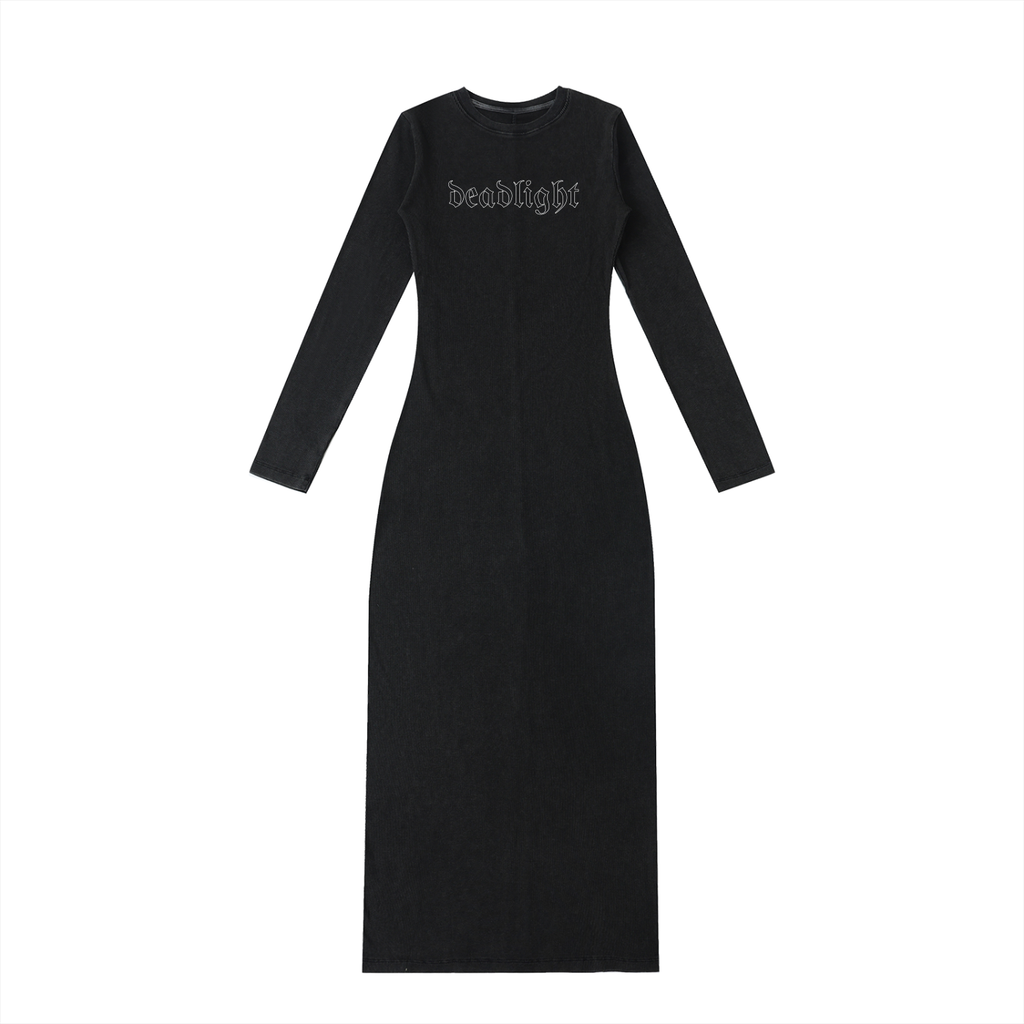 DEADLIGHT HOLLOW LOGO MIDI DRESS - BLACK