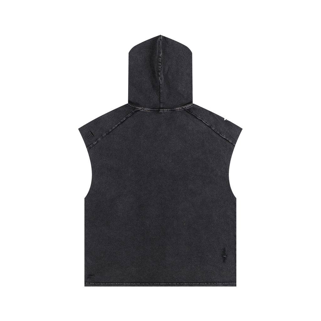 DEADLIGHT LOGO HOODED TANK - SNOW WASHED BLACK
