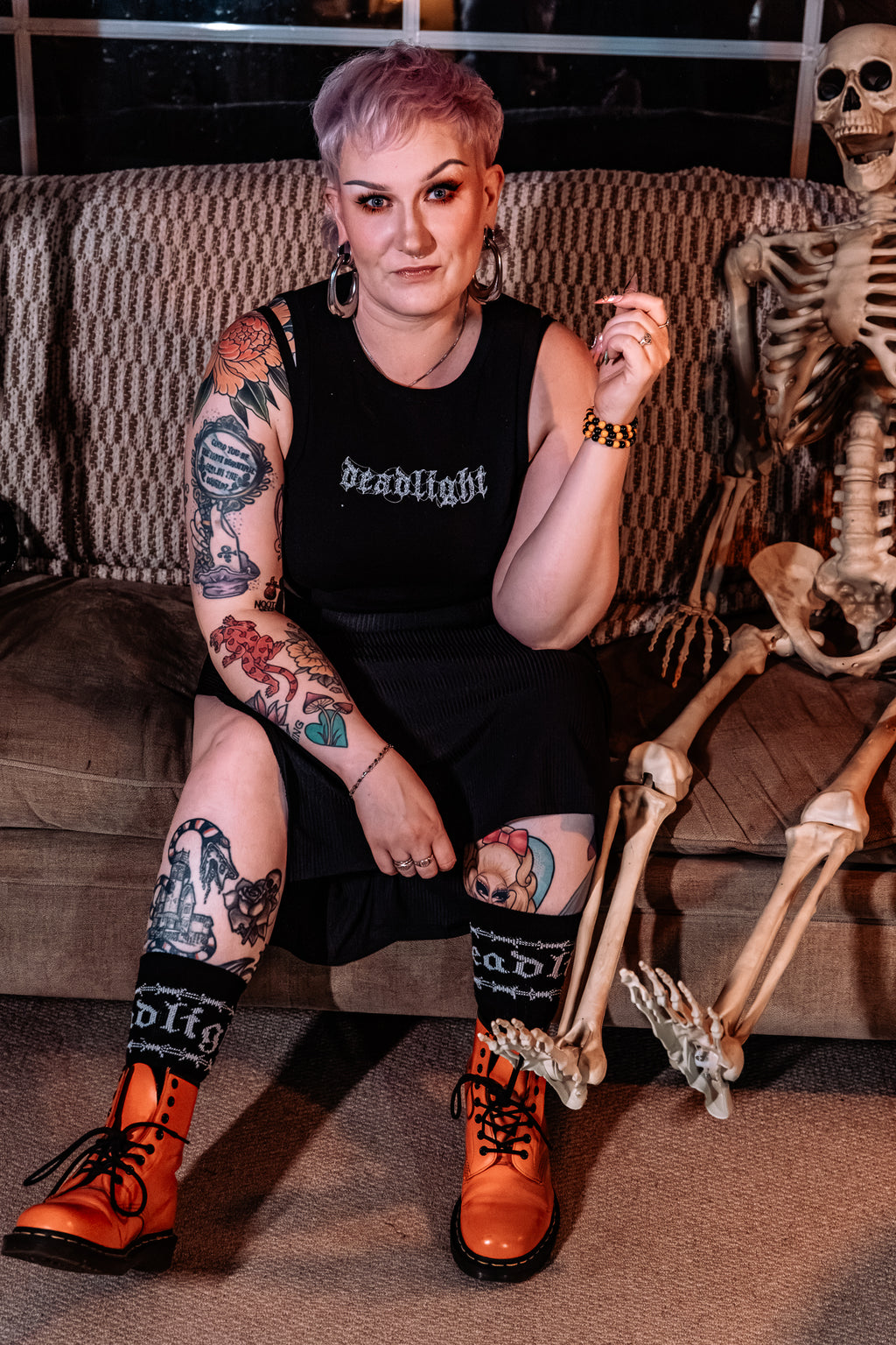 DEADLIGHT SPIDER CROP TANK - BLACK