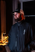 DEADLIGHT GHOULS & DAGGERS LIGHTWEIGHT TRACK JACKET - PINSTRIPE GREY