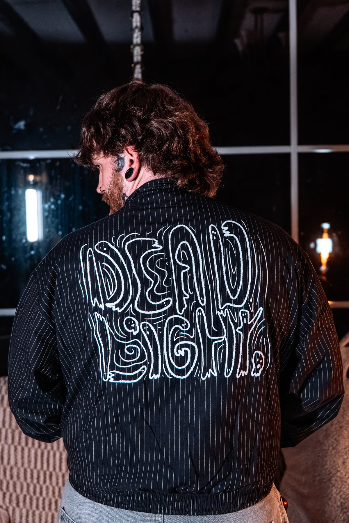 DEADLIGHT GHOULS & DAGGERS LIGHTWEIGHT TRACK JACKET - PINSTRIPE GREY