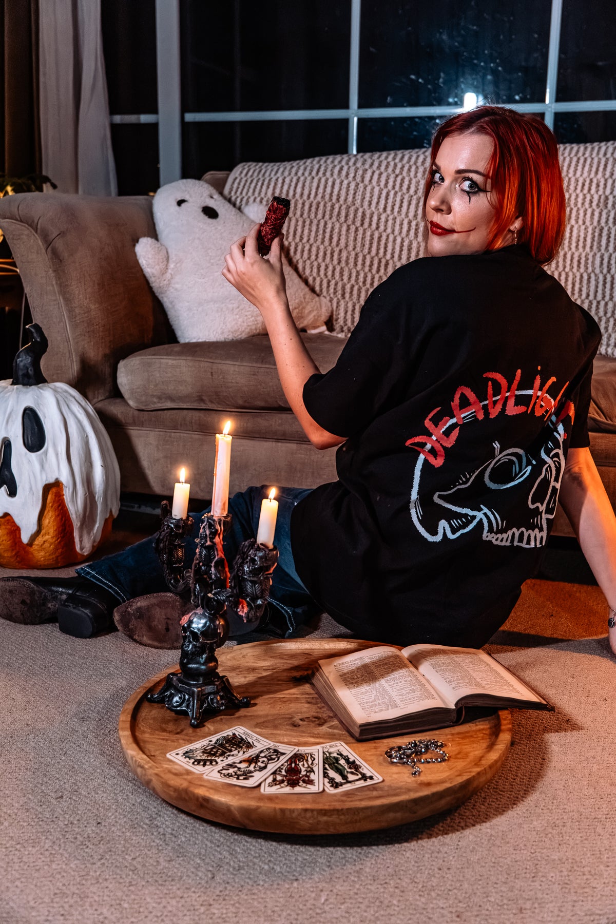DEADLIGHT RED DAGGER & SKULL TEE - BLACK
