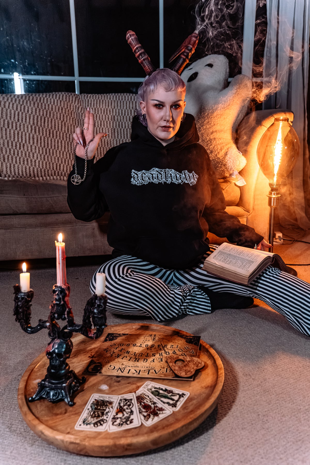DEADLIGHT COBWEB LOGO HOODIE - BLACK