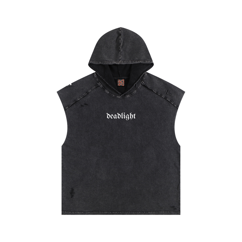 DEADLIGHT LOGO HOODED TANK - SNOW WASHED BLACK
