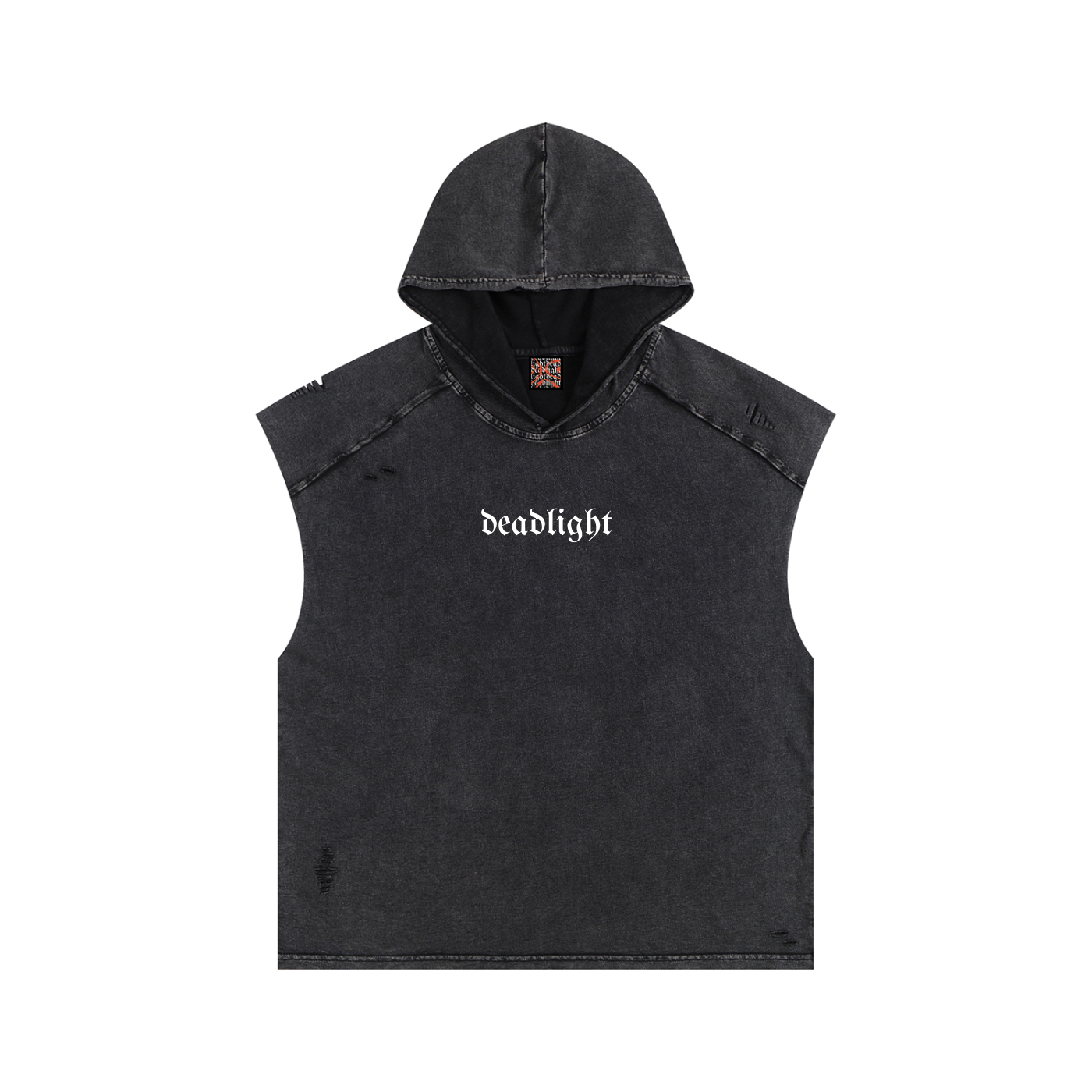 DEADLIGHT LOGO HOODED TANK - SNOW WASHED BLACK